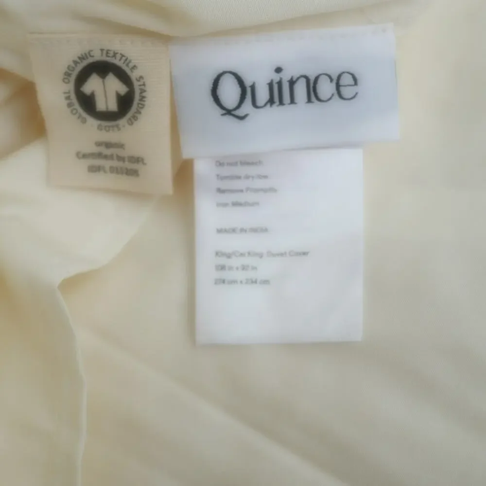 Quince Classic Organic Percale Duvet Cover ONLY  IVORY  King California King NEW